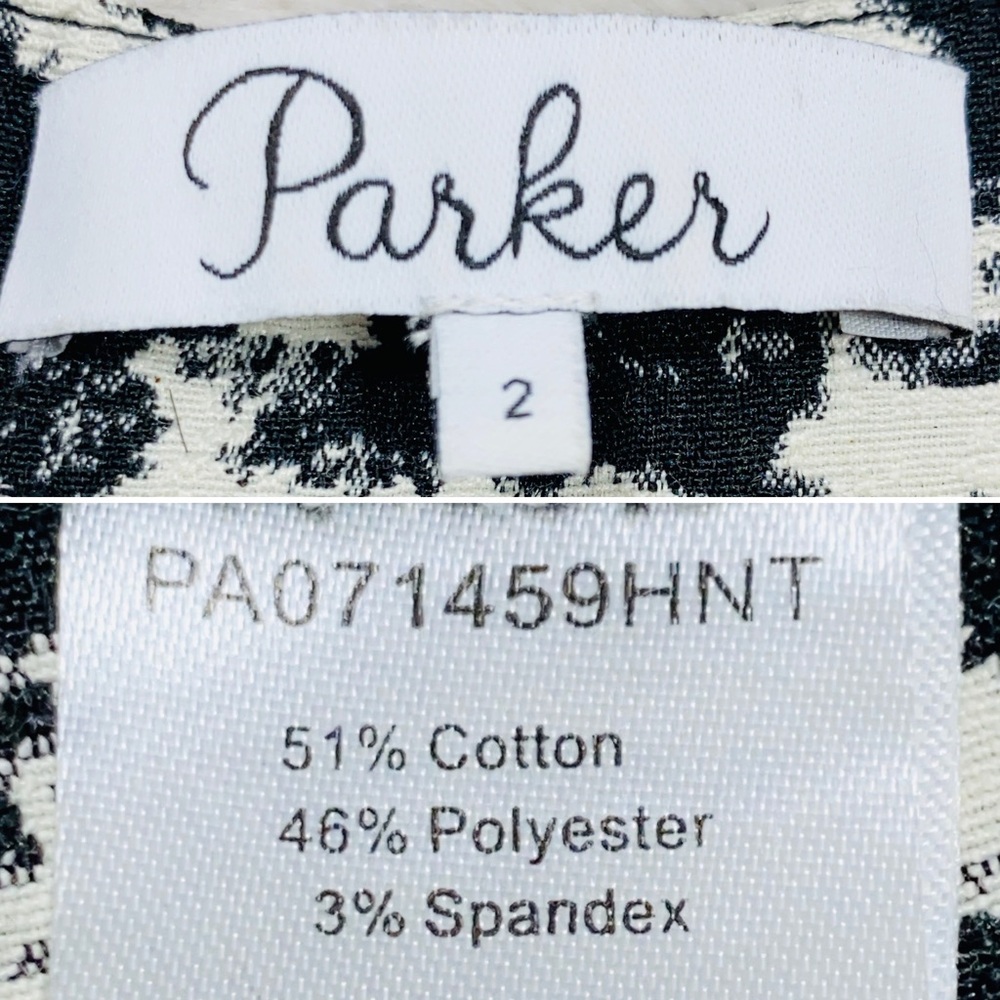 PARKER Mckenna Fit & Flare Mini Skirt sz 2 Waist 26" Black White Houndstooth - Picture 15 of 16